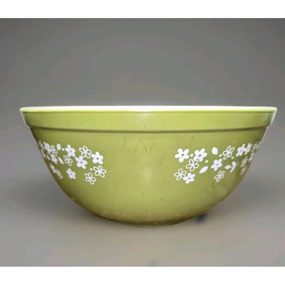 Vintage Pyrex Spring Blossom Crazy Daisy Green Mixing Bowls 401 402 403